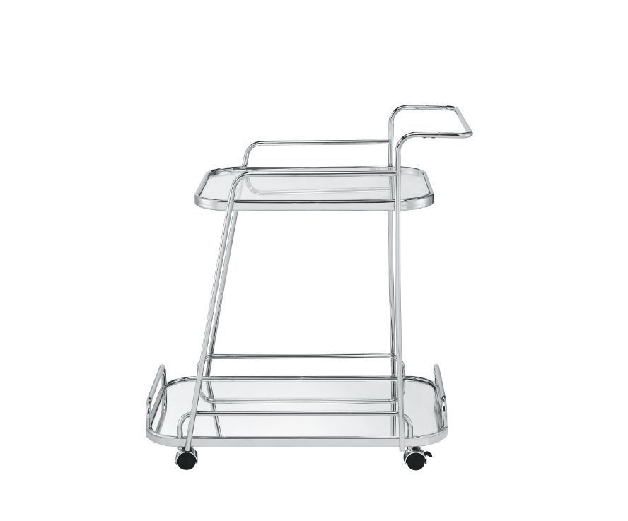 KDâ€¢ 2 Tier Shelfâ€¢ Wheel Stop Included<br/><br/><b>Product Features</b><ul><li>Case: 1Pc/1Ctn</li><li>Finish: Clear Glass & Chrome Finish</li><li>Style: Contemporary</li><li>Materials: Metal, Glass</li></ul><br/>