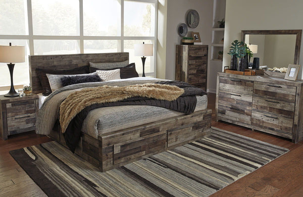 Derekson - Multi Gray - King Panel Bed with 6 Storage Drawers