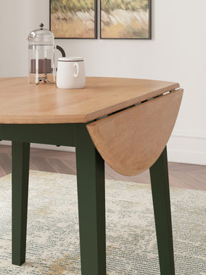 Gesthaven - Natural / Green - Round Dining Room Drop Leaf Table