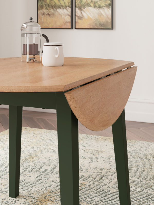 Gesthaven - Natural / Green - Round Dining Room Drop Leaf Table