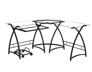 Dazenus - Desk - Clear Glass & Black Finish