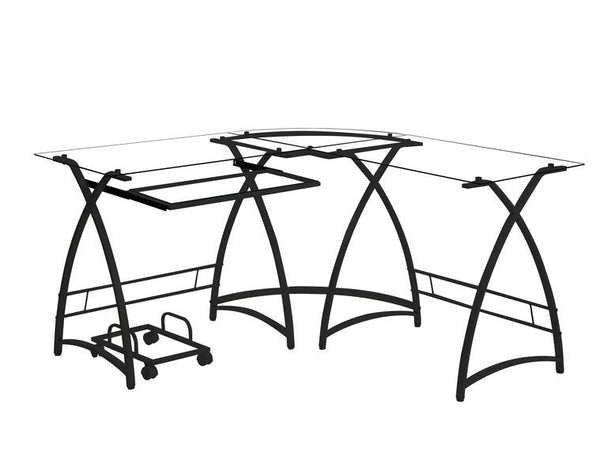 Dazenus - Desk - Clear Glass & Black Finish
