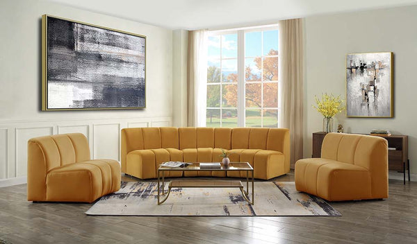 Felicia - Sectional Sofa - Yellow Velvet