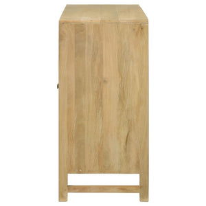 Zamora - 3-Door Wood Accent Cabinet With Woven Cane - Natural