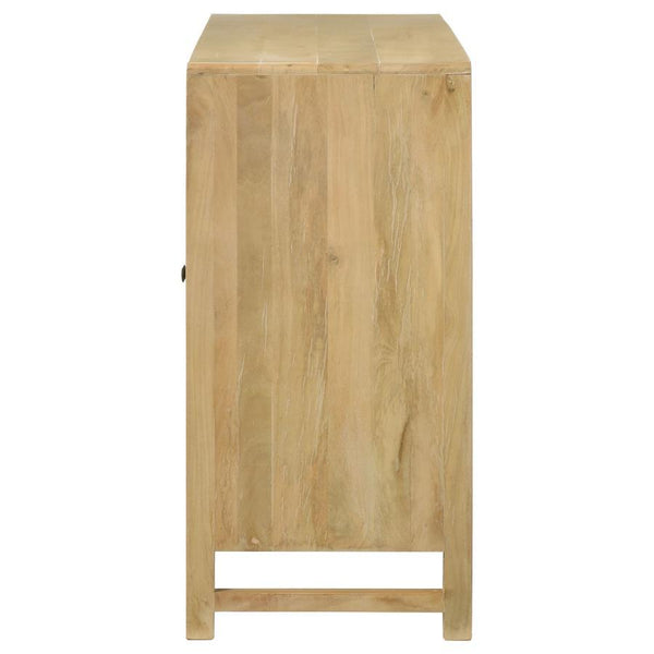 Zamora - 3-Door Wood Accent Cabinet With Woven Cane - Natural