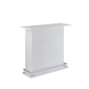 Take advantage of a small space with the Kite Bar table, even if it is used for entertaining purposes, there is plenty of space on the back side for the typical bar stock, while still having room for other items to be stored. The bar side has an over hang