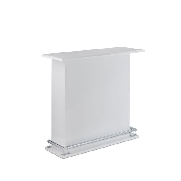 Take advantage of a small space with the Kite Bar table, even if it is used for entertaining purposes, there is plenty of space on the back side for the typical bar stock, while still having room for other items to be stored. The bar side has an over hang