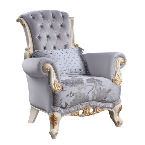 Beautifully designed and executed the Galelvith living room collection offers a grand experience. With dynamic crown moldings and beautifully carved wooden claw legs to add dimension. The sofa and loveseat feature a bench-style seat cushion with pocket co