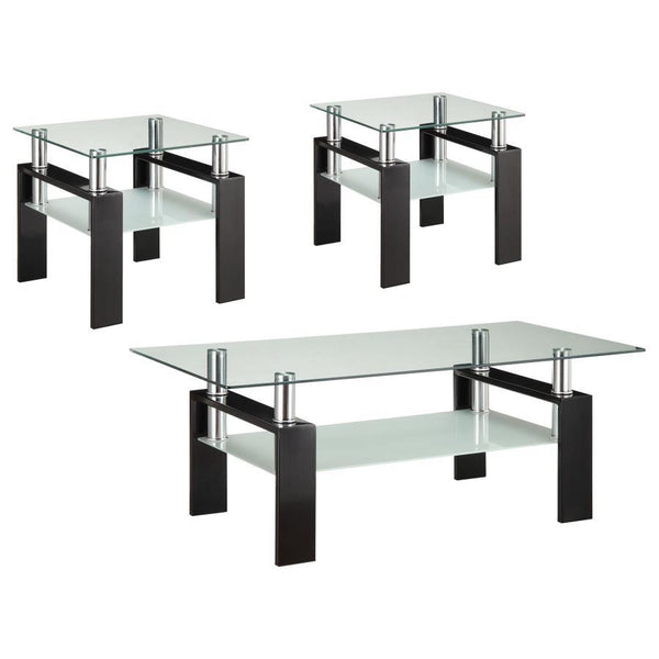 Dyer - 3 Piece Rectangular Coffee And End Table Set - Black