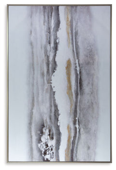 Chic as a statement piece or on a gallery wall, this wall art adds abstract flair to your decor. Its neutral hues and metallic touches have the versatility to pair with a variety of contemporary aesthetics. And when you need a fresh perspective, vertical 