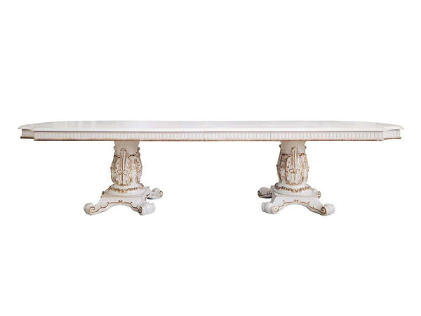  the impressive design of the Vendom double pedestal dining table will impress everyone. Adorned with classic elements including scrolls