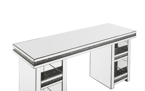  each side table comes with two tier shelf. Faux diamonds border trim enhances it-'s desig