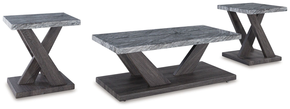 Live in luxurious harmony (without breaking the bank) when you stage this table set in your seating area. Dynamic weathered gray bases act as the foundation for faux gray marble tops. TrÃ¨s chic. Your contemporary living room has never been so stylishly c