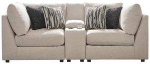 Kellway - Bisque - Loveseat with Console 3 Pc Sectional