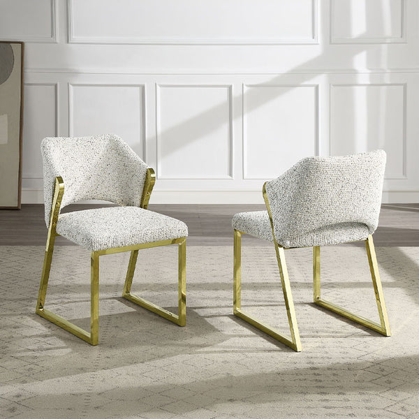 Galdesa - Side Chair - Teddy Sherpa & Mirrored Gold