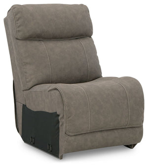 This armless chair is made with faux leather upholstery. Pairs with other items in the series to make a sectional.<br><br><b>Additional Dimensions</b><br><ul><li>Seat depth: 20-"</li><li>Seat height: 22-"</li><li>Top of cushion to top of back: 24-"</li><l