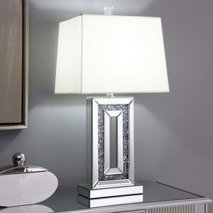  anchored by a crisp white shade that softens the light.