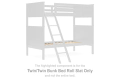This set of twin-over-twin bunk bed roll slats is made with solid hardwood and MDF substrate. Pairs with other items in the series to make a bed kit.<br/><br/><b>Product Features</b><ul><li>Compatible with other B396 items, sold separately</li></ul><br/>