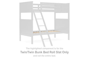 This set of twin-over-twin bunk bed roll slats is made with solid hardwood and MDF substrate. Pairs with other items in the series to make a bed kit.<br/><br/><b>Product Features</b><ul><li>Compatible with other B396 items, sold separately</li></ul><br/>