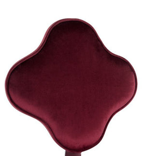  the office chair features a traditional geometric design in a modern way. The upholstered seat and back cushions in red velvet invite you to indulge in a warm and relaxed vibe. 5-s
