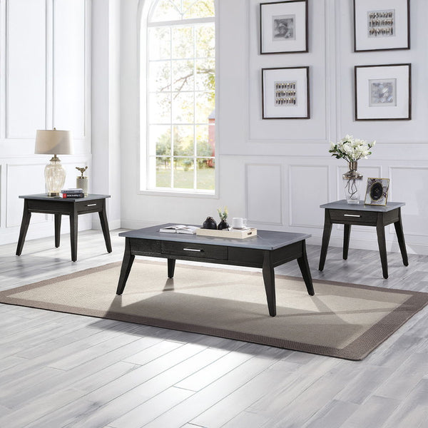 Zemocryss - Coffee Table - Marble & Dark Brown Finish