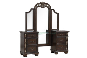 The Royal Classics Maximus Vanity Table Mirror in Madeira Brown is the perfect companion to the Maximus vanity table, offering both beauty and practicality. Crafted from solid poplar and premium birch veneers, this mirror is designed to provide enduring e
