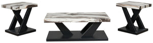  value and harmony. The Cendill table set brings all three to your seating area. An eye-catchingly elegant base serves as the foundation for the faux marble top