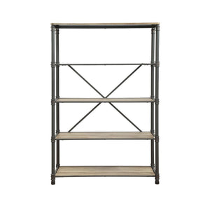 Itzel - Bookshelf - Antique Oak & Sandy Gray - 71"