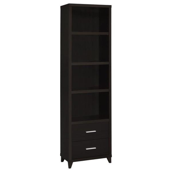 Enhance your living space with contemporary elegance. Smooth, sleek lines and brushed silver hardware enhance the accentuate the style of this stunning media tower. Four large open compartments provide ample shelf space to display books, art, photos, or g