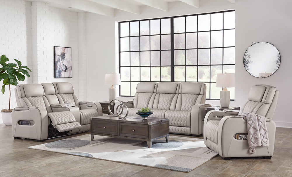 Ready to take your reclining experience to the next level? Then sit up and take notice. With this power reclining living room set, ultimate relaxation is at your fingertips. Experience the pure bliss of an air massage system and heated seats at the touch 