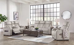 Ready to take your reclining experience to the next level? Then sit up and take notice. With this power reclining living room set, ultimate relaxation is at your fingertips. Experience the pure bliss of an air massage system and heated seats at the touch 