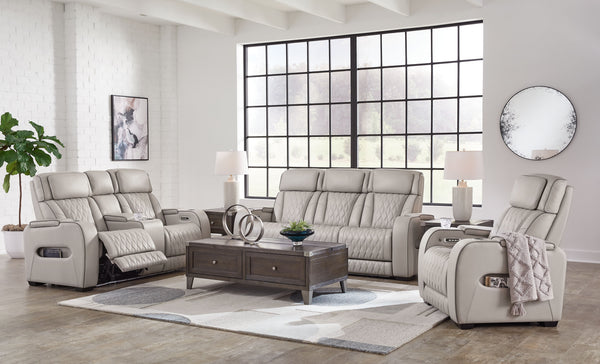 Ready to take your reclining experience to the next level? Then sit up and take notice. With this power reclining living room set, ultimate relaxation is at your fingertips. Experience the pure bliss of an air massage system and heated seats at the touch 