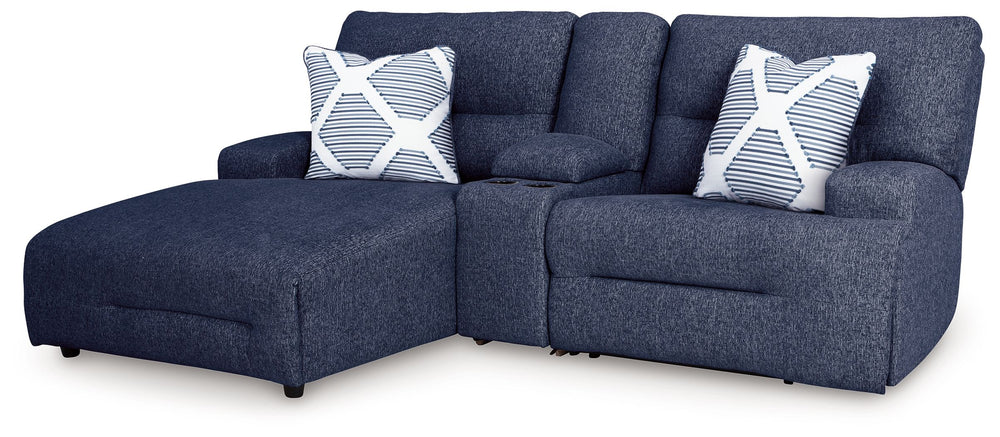 Enjoy the endless adaptability of this power reclining sectional with chaise. Whether youâ€™re hosting guests, setting up for movie night or just need a refresh, the modular design allows you to rearrange the pieces as you please. One-touch controls effor