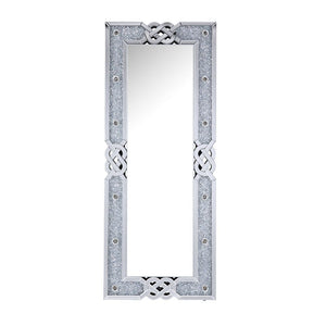 Noralie - Accent Floor Mirror W/ 9 LED Lights - Mirrored & Faux Diamonds - 26-"<br/><br/><b>Product Features</b><ul><li>Accent Floor Mirror</li><li>Hollywood Lighted Mirror (Bulb Not Included)</li><li>Rectangular Shape</li><li>Beveled Mirrored Frame</li><