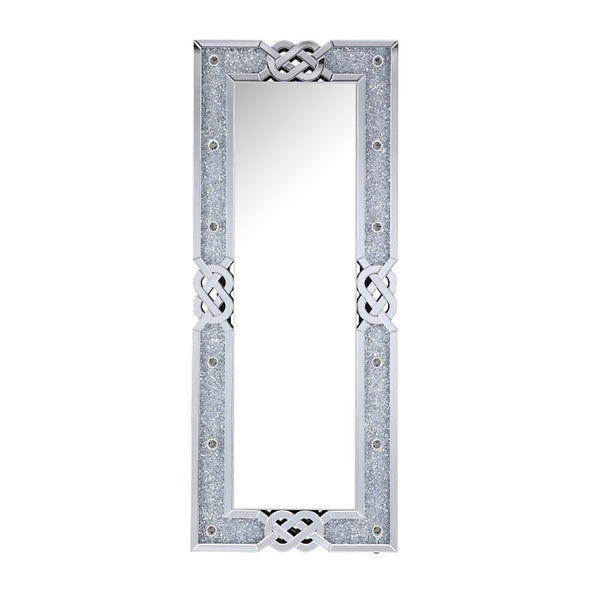 Noralie - Accent Floor Mirror W/ 9 LED Lights - Mirrored & Faux Diamonds - 26-"<br/><br/><b>Product Features</b><ul><li>Accent Floor Mirror</li><li>Hollywood Lighted Mirror (Bulb Not Included)</li><li>Rectangular Shape</li><li>Beveled Mirrored Frame</li><