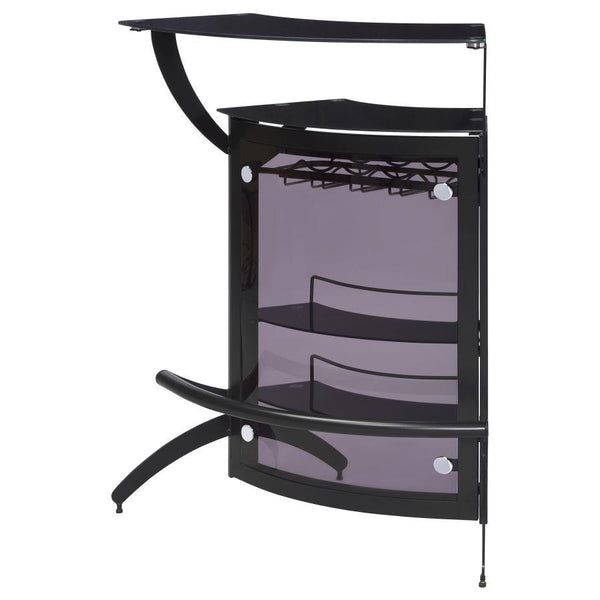 Dallas - 2-Shelf Curved Freestanding Home Bar Cabinet - Black