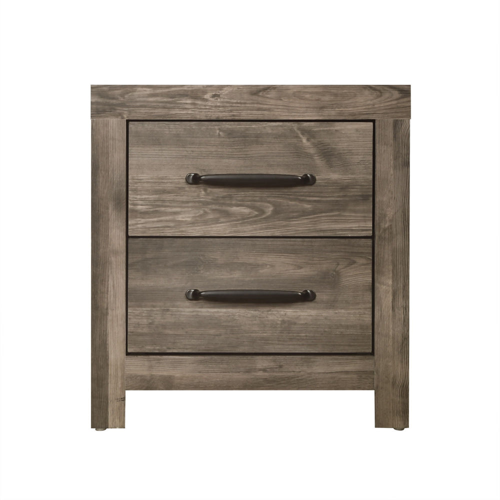 Introducing the Misty Lodge 2-Drawer Nightstand in Greige, a stylish and functional addition to your bedroom dÃ©cor. Crafted with durability and eco-friendliness in mind, this nightstand is constructed using manufactured woods and environmentally consciou