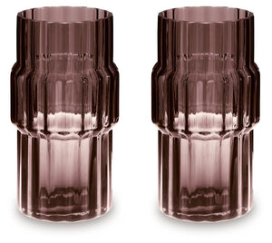 This vase, made of dark mauve-tinted glass, adds a captivating touch to indoor or outdoor decor. Its unique textured shape and oversized fluted details create an elegant art piece. Whether it-'s accentuating flowers or candlelight, this vase is simply str