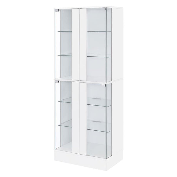 Cabra - 4-Door LED Curio Display Cabinet - White High Gloss