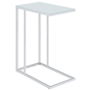 Stella - Glass Top C-Shaped Sofa Side Table - Chrome