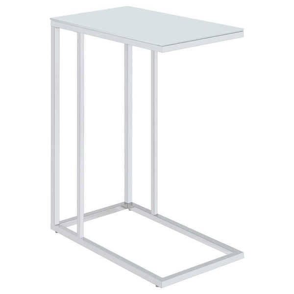 Stella - Glass Top C-Shaped Sofa Side Table - Chrome