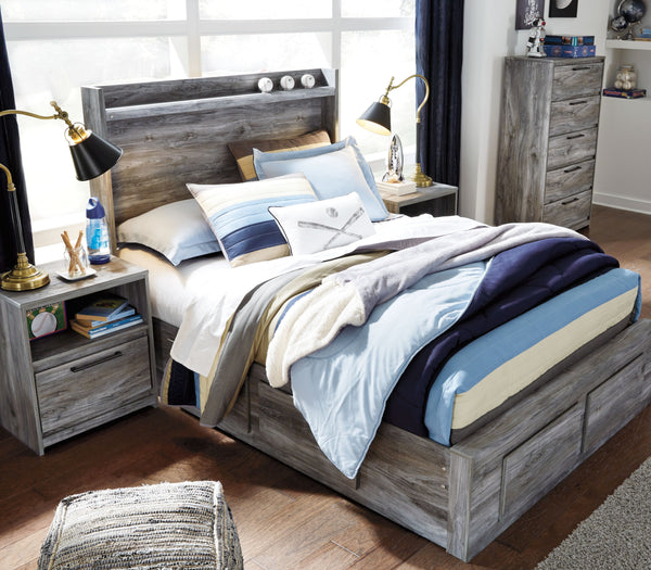 Baystorm - Gray - Full Panel Bed with 6 Storage Drawers