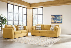 You want your home to reflect your modern, trendy eye for design. This seating package is here to help. Bold, bright and beautiful, it adds a fashion-forward pop of color to your living room. Velvet-like upholstery and matching bolster pillows keep comfor