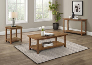 Payne - Wood Coffee Table With Shelf - Distressed Brown