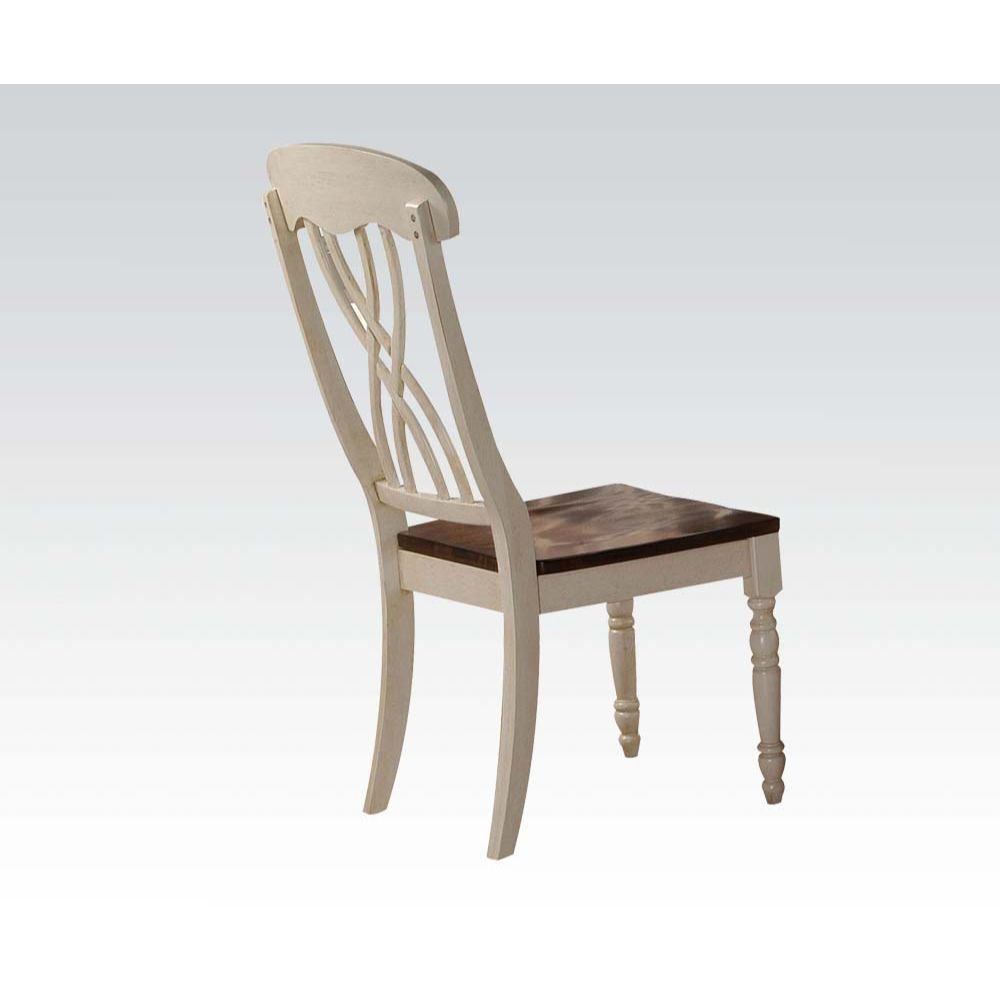 KD, Armless Chair (High Backrest) Stationary Seat Wooden Seat & Back Wood Seat & Apron: Solid Wood Seat w/Scooping, Box Seat Construction, Seat Top: Oak Finish, Seat Apron: Buttermilk Finish Wood Backrest: -"XX-" Overlapped Design (Open Back), Buttermilk 
