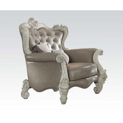Assembled w/2 Pillows Tight Back & Loose Seat Cushion Seat Cushion Reversible?? w/Welted Edge Button Tufted/Curved Back Rolled/Flared Armrest Curved Trim: Back/Crown/ Legs: Scrolled/Leaves Ornamental Details & Nailhead Trim<br/><br/><b>Product Features</b