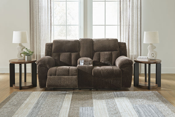 Frohn - Chocolate - Dbl Reclining Loveseat With Console