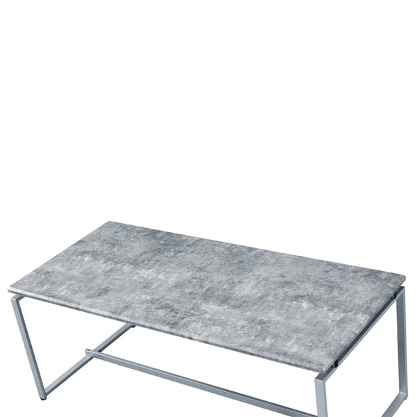 Jurgen - Coffee Table - Faux Concrete & Silver