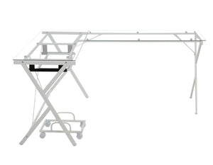 Dazenus - Desk - Clear Glass & White Finish