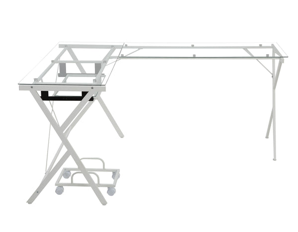 Dazenus - Desk - Clear Glass & White Finish